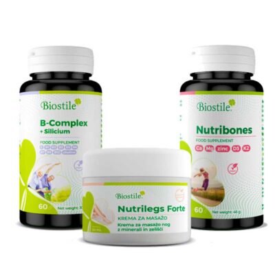 Biostile Paket - Nutribones + B-Complex+Silicij ✔ Darilo Nutrilegs Forte 50ml